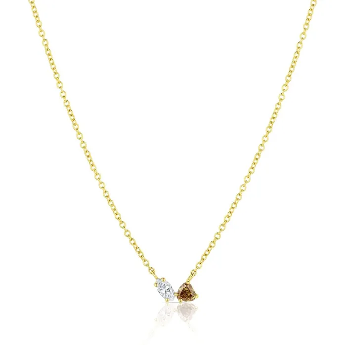 Yellow Gold Toi Et Moi Fancy Color Diamond Necklace CJ Charles Jewelers Necklaces Yellow Gold Toi Et Moi Fancy Color Diamond Necklace CJ Charles Jewelers Necklaces