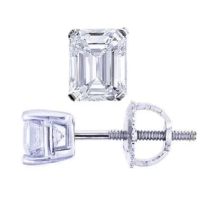 150 Ct Emerald Cut Real Natural Earth Mined Diamond Stud Earring Women White Gold Jewelry GB Earrings 150 Ct Emerald Cut Real Natural Earth Mined Diamond Stud Earring Women White Gold Jewelry GB Earrings