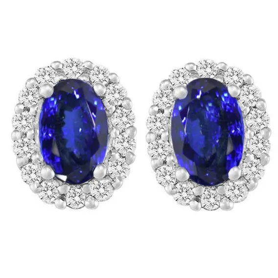 12 Ct Tanzanite With Natural Earth Mined Diamonds Studs Earrings 14K White Gold New GB Earrings 12 Ct Tanzanite With Natural Earth Mined Diamonds Studs Earrings 14K White Gold New GB Earrings