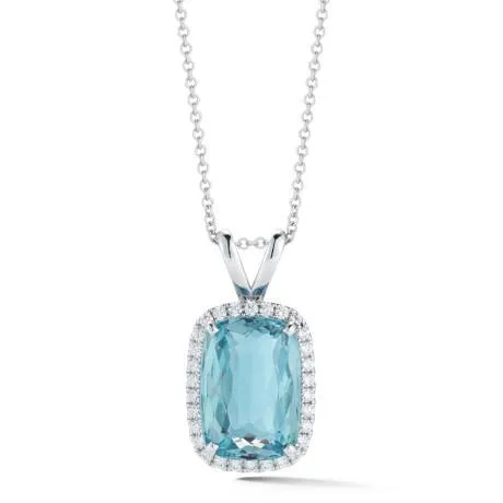 1350 Ct Aquamarine With Natural Earth Mined Diamonds Pendant With Chain White Gold 14K GB Necklaces
