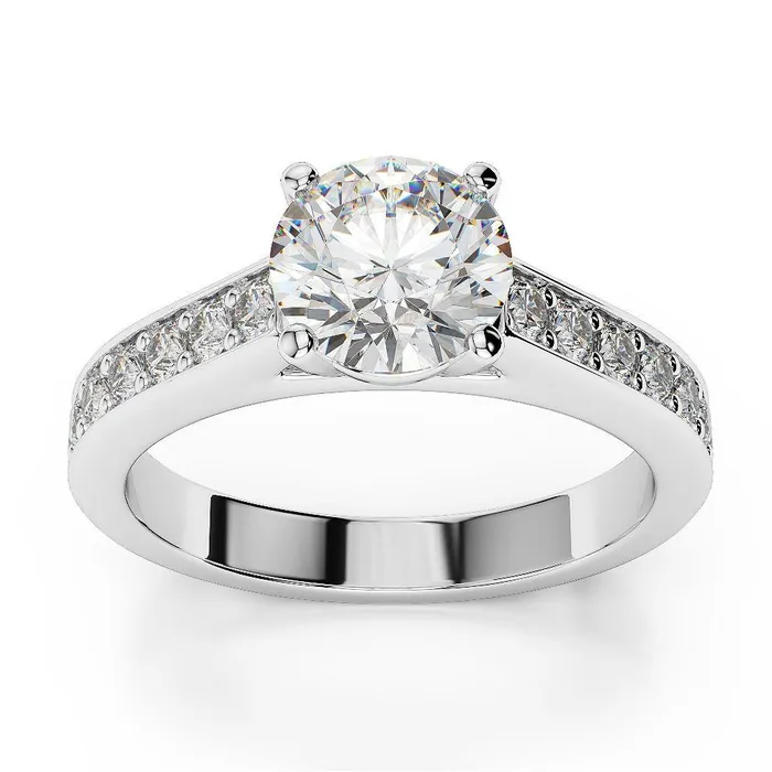 280 Carats Round Prong Set Natural Earth Mined Diamond Accented Ring White Gold 14K GB Rings