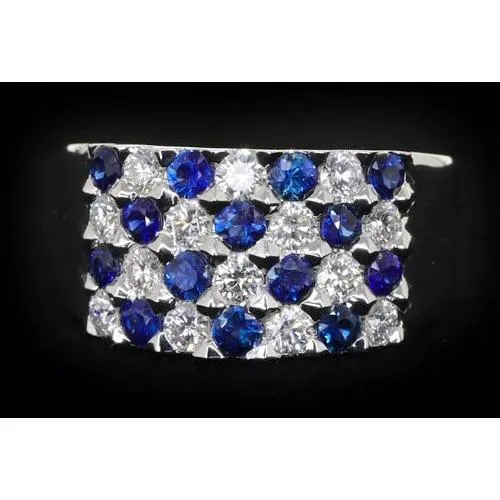 2 Carats Blue Sapphire Stones Anniversary Ring Thick Shank GB Rings