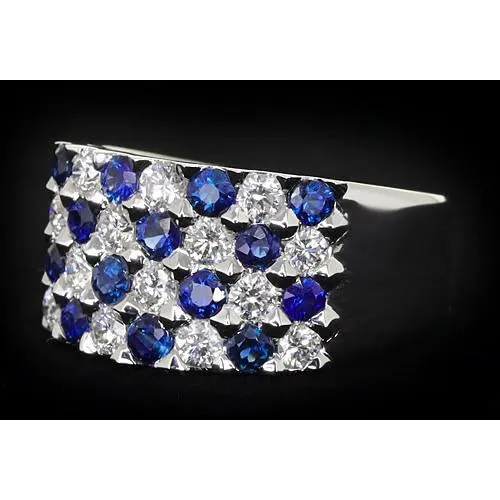 2 Carats Blue Sapphire Stones Anniversary Ring Thick Shank GB Rings 2 Carats Blue Sapphire Stones Anniversary Ring Thick Shank GB Rings