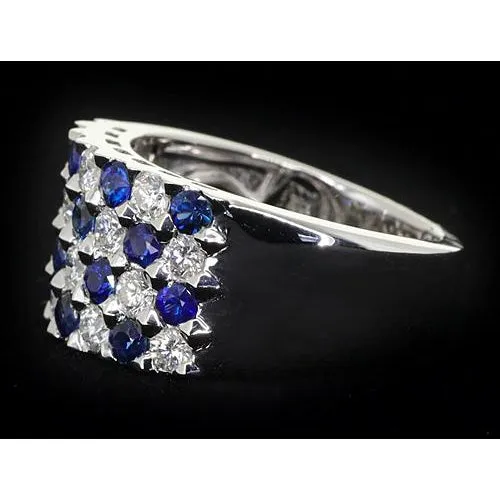 2 Carats Blue Sapphire Stones Anniversary Ring Thick Shank GB Rings 2 Carats Blue Sapphire Stones Anniversary Ring Thick Shank GB Rings