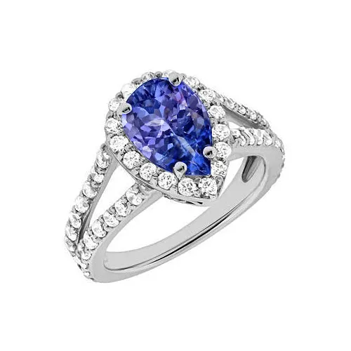 325 Ct Blue Pear Cut Tanzanite With Natural Earth Mined Diamond Ring Lady Men Gold GB Rings 325 Ct Blue Pear Cut Tanzanite With Natural Earth Mined Diamond Ring Lady Men Gold GB Rings