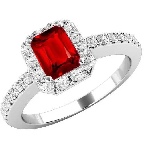 375 Carats Emerald Cut Ruby And Round Natural Earth Mined Diamonds Ring 14K White Gold GB Rings 375 Carats Emerald Cut Ruby And Round Natural Earth Mined Diamonds Ring 14K White Gold GB Rings