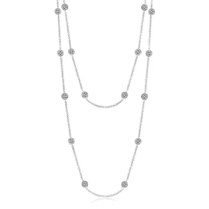 7 Ct Women Yard Of Real Natural Earth Mined Diamonds Necklace Bezel Milligrain Long GB Necklaces 7 Ct Women Yard Of Real Natural Earth Mined Diamonds Necklace Bezel Milligrain Long GB Necklaces