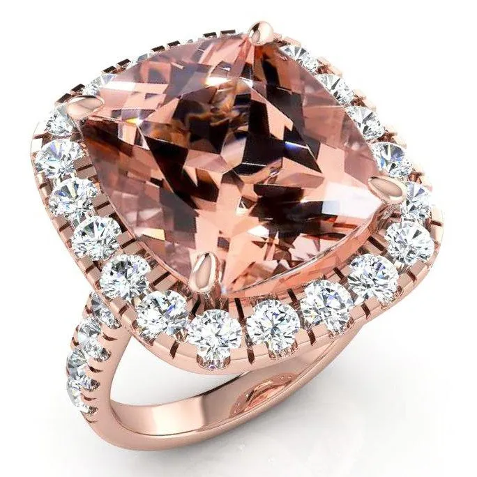Big Cushion Morganite 1250 Cts With Diamonds Ring Rose Gold 14K HarryChadEntcom Rings Big Cushion Morganite 1250 Cts With Diamonds Ring Rose Gold 14K HarryChadEntcom Rings