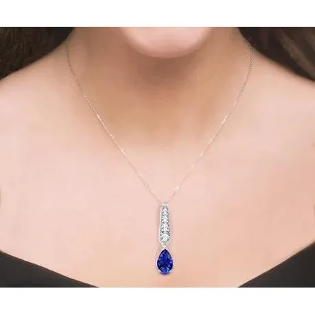 Blue Sapphire Pear Cut Ladies Gemstone Pendant 550 Carats New GB Necklaces Blue Sapphire Pear Cut Ladies Gemstone Pendant 550 Carats New GB Necklaces