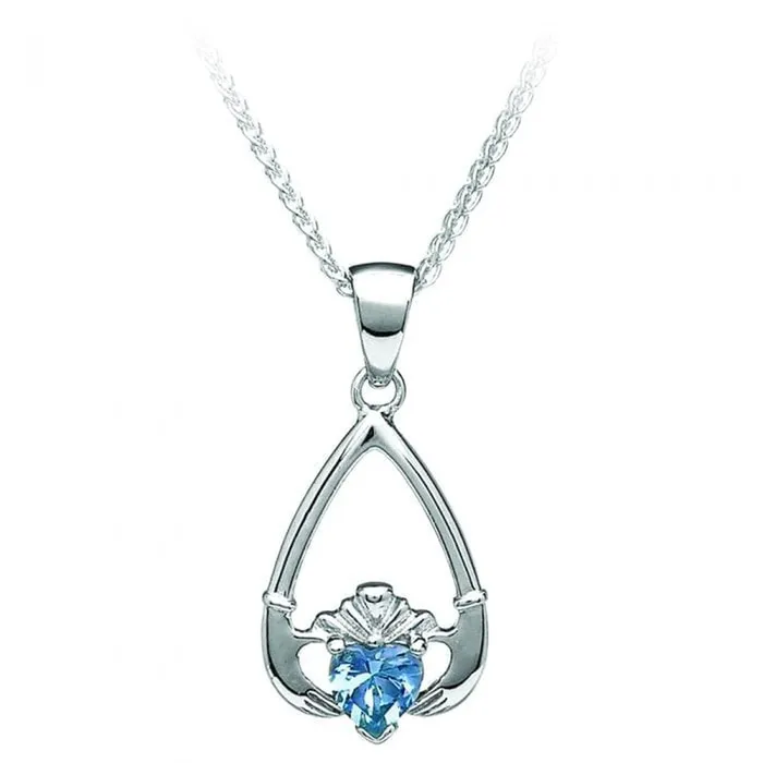 Boru Jewelry Boru Jewelry Sterling Silver MarchAquamarine Birthstone Claddagh CZ Pendant Necklaces Boru Jewelry Boru Jewelry Sterling Silver MarchAquamarine Birthstone Claddagh CZ Pendant Necklaces