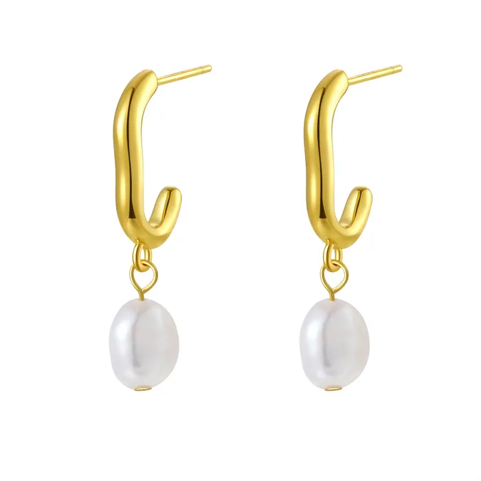 Chunky Pearl Hoop Earrings Sterling Silver Hey Happiness Earrings