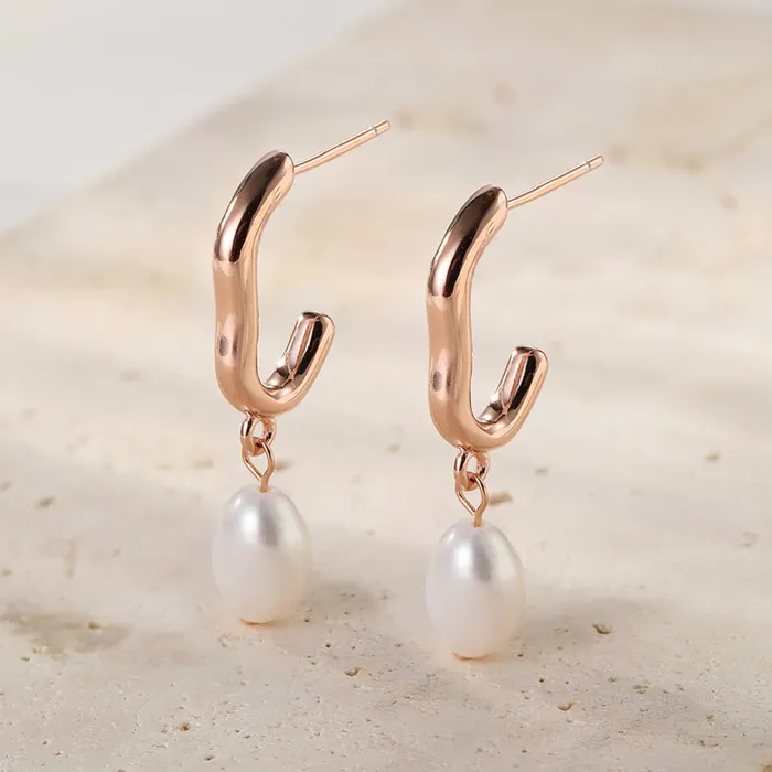Chunky Pearl Hoop Earrings Sterling Silver Hey Happiness Earrings