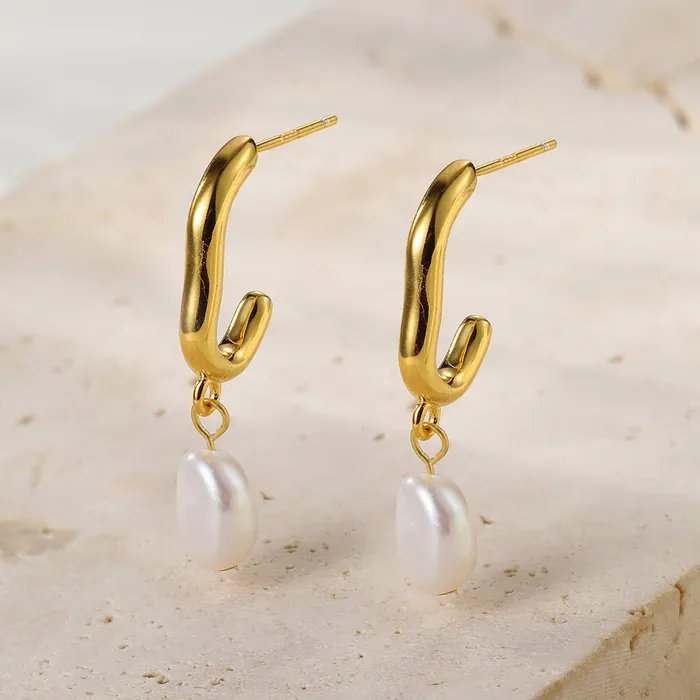 Chunky Pearl Hoop Earrings Sterling Silver Hey Happiness Earrings