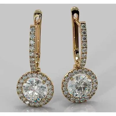 Drop Earrings Round Natural Earth Mined Diamond 450 Carats GB Earrings Drop Earrings Round Natural Earth Mined Diamond 450 Carats GB Earrings