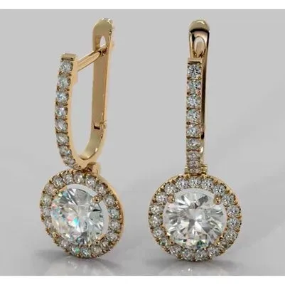 Drop Earrings Round Natural Earth Mined Diamond 450 Carats GB Earrings Drop Earrings Round Natural Earth Mined Diamond 450 Carats GB Earrings
