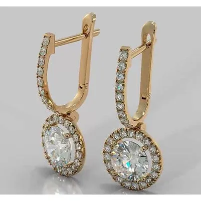 Drop Earrings Round Natural Earth Mined Diamond 450 Carats GB Earrings Drop Earrings Round Natural Earth Mined Diamond 450 Carats GB Earrings