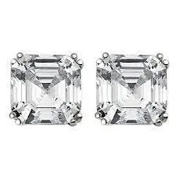 Earrings 2 Carats Asscher Cut Natural Earth Mined Diamond Lady Stud Earring White Gold 14K GB Earrings 2 Carats Asscher Cut Natural Earth Mined Diamond Lady Stud Earring White Gold 14K GB