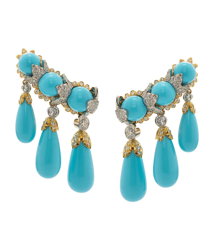 Earrings David Webb Workshop Garland Ear Cuffs Turquoise