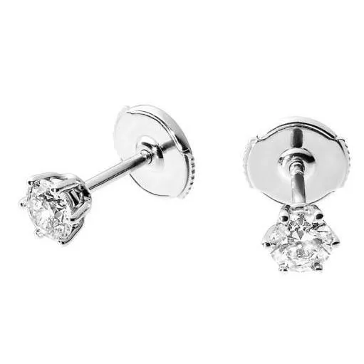 Earrings GB 2 Ct Six Prong Set Round Cut Natural Earth Mined Diamonds Lady Studs Earring White Gold