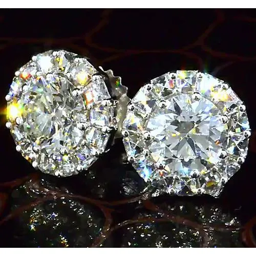 Earrings GB Halo Style Round Real Natural Earth Mined Diamond Stud Earring 350 Carats White Gold 14K Earrings GB Halo Style Round Real Natural Earth Mined Diamond Stud Earring 350 Carats White Gold 14K