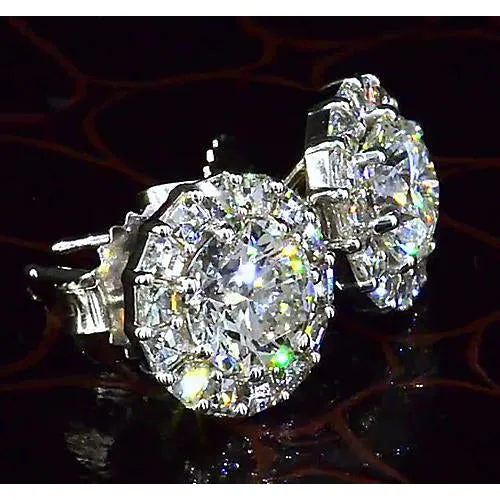 Earrings GB Halo Style Round Real Natural Earth Mined Diamond Stud Earring 350 Carats White Gold 14K Earrings GB Halo Style Round Real Natural Earth Mined Diamond Stud Earring 350 Carats White Gold 14K