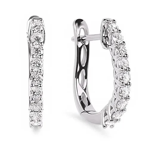 Earrings GB Hoop Earring White Gold 14K 270 Carats Round Cut Natural Earth Mined Diamond Ladies
