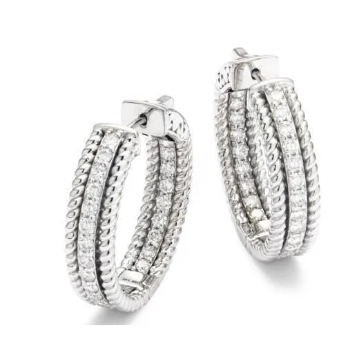 Earrings GB Hoop Earrings White Gold Round Cut Sparkling 430 Ct Natural Earth Mined Diamonds Ladies