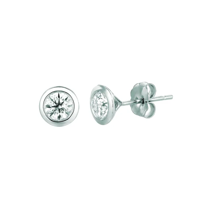 Earrings GB Natural Earth Mined Diamond Bezel Set Stud Earrings 1 Carats 14K White Gold Earrings GB Natural Earth Mined Diamond Bezel Set Stud Earrings 1 Carats 14K White Gold