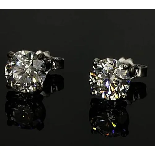 Earrings GB Natural Earth Mined Diamond Earrings 150 Carats Round Stud Prong Set White Gold 14K