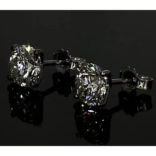 Earrings GB Natural Earth Mined Diamond Earrings 150 Carats Round Stud Prong Set White Gold 14K