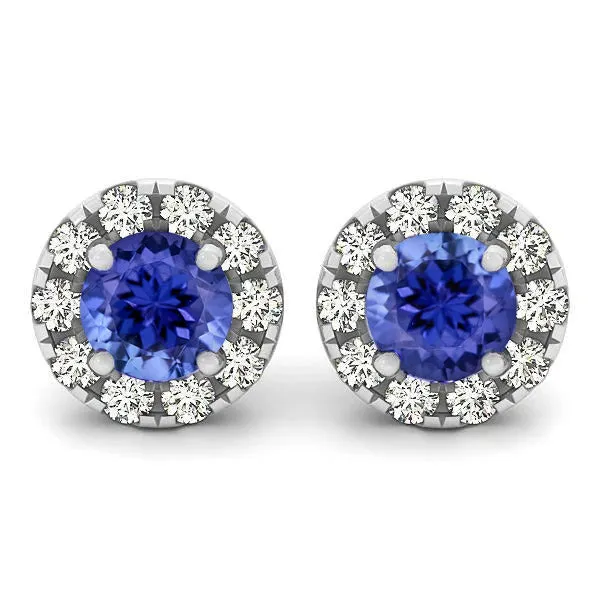 Earrings GB Round Cut 520 Ct Tanzanite And Natural Earth Mined Diamonds Studs Earrings Earrings GB Round Cut 520 Ct Tanzanite And Natural Earth Mined Diamonds Studs Earrings