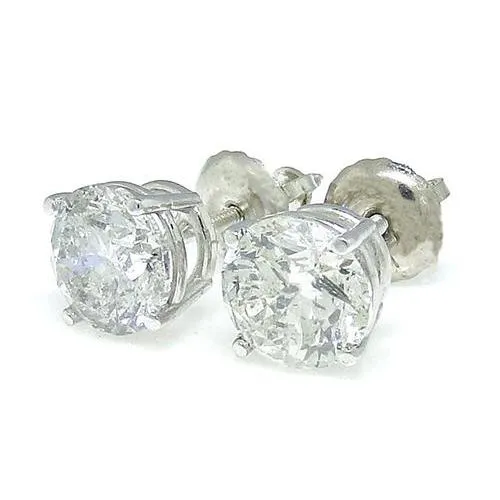 Earrings GB Round Shaped Stud Natural Earth Mined Diamond Women Earrings 4 Carats White Gold 14K Earrings GB Round Shaped Stud Natural Earth Mined Diamond Women Earrings 4 Carats White Gold 14K