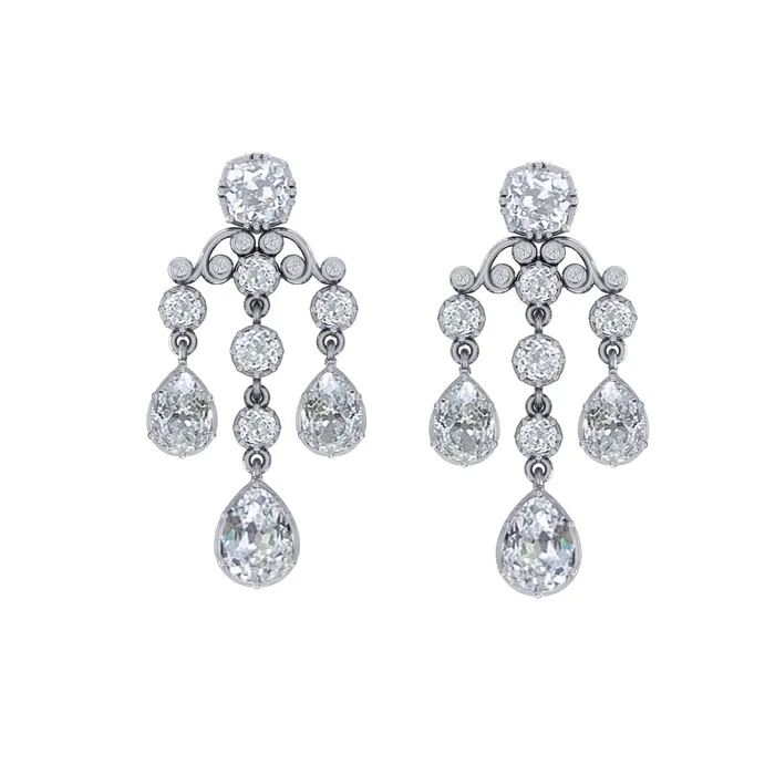 Earrings HarryChadEntcom Bridal Chandelier Earrings Pear Cushion Old Cut Earth Mined Diamonds 650 Carats Earrings HarryChadEntcom Bridal Chandelier Earrings Pear Cushion Old Cut Earth Mined Diamonds 650 Carats