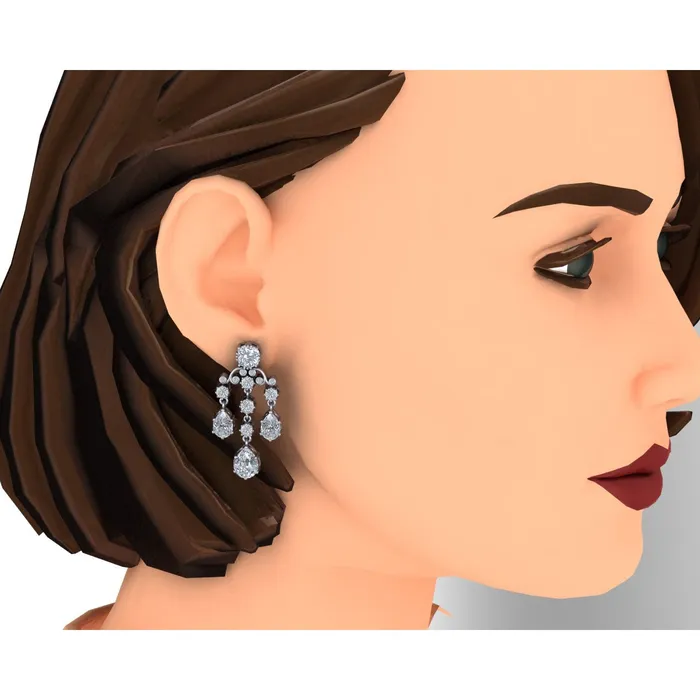 Earrings HarryChadEntcom Bridal Chandelier Earrings Pear Cushion Old Cut Earth Mined Diamonds 650 Carats