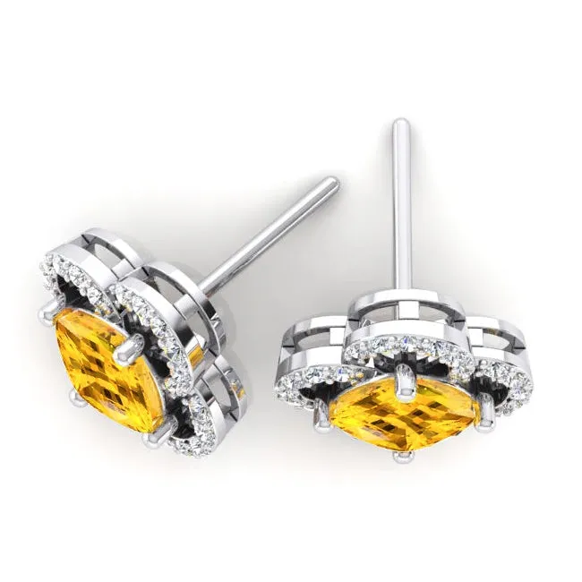 Earrings HarryChadEntcom Clover Leaf Style Yellow Sapphire and Natural Earth Mined Diamond Earrings 775 Carats Earrings HarryChadEntcom Clover Leaf Style Yellow Sapphire and Natural Earth Mined Diamond Earrings 775 Carats