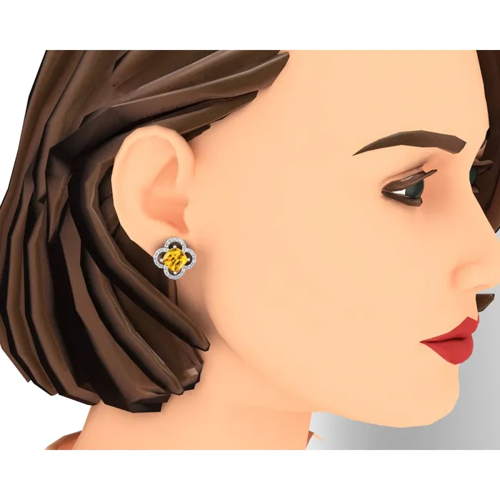 Earrings HarryChadEntcom Clover Leaf Style Yellow Sapphire and Natural Earth Mined Diamond Earrings 775 Carats Earrings HarryChadEntcom Clover Leaf Style Yellow Sapphire and Natural Earth Mined Diamond Earrings 775 Carats