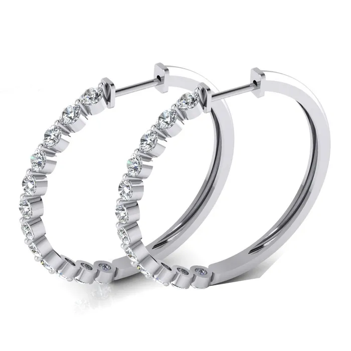 Earrings HarryChadEntcom Ladies Floating Round Natural Earth Mined Diamond Hoop Earrings 360 Carats 15 Inches