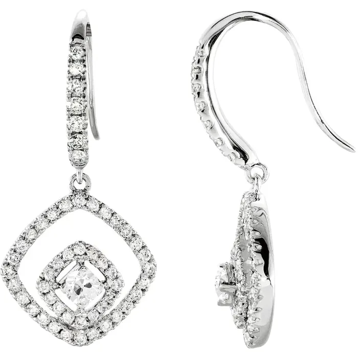 Earrings HarryChadEntcom Ladies Halo Mined Diamond Round Old Cut Dangle Earrings 450 Carats Gold Earrings HarryChadEntcom Ladies Halo Mined Diamond Round Old Cut Dangle Earrings 450 Carats Gold