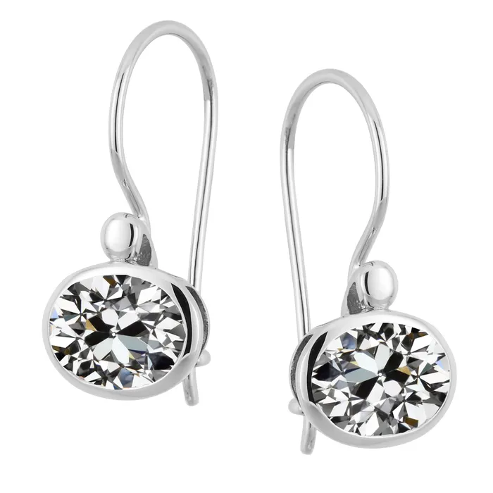 Earrings HarryChadEntcom Oval Mined Diamond Old Cut Drop Earrings Bezel Basket Style 6 Carats Earrings HarryChadEntcom Oval Mined Diamond Old Cut Drop Earrings Bezel Basket Style 6 Carats