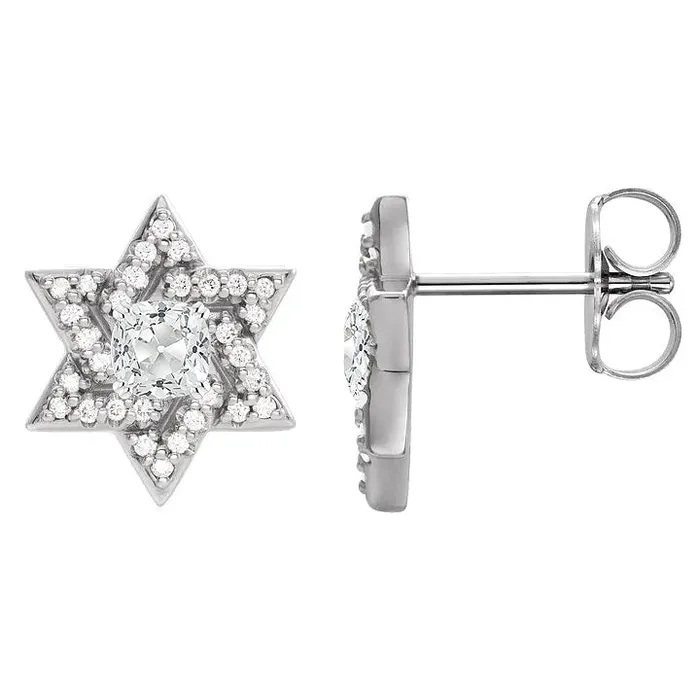 Earrings HarryChadEntcom Star Stud Earrings 525 Ct Cushion Old Cut Mined Diamond
