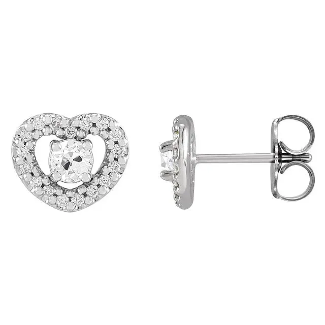 Earrings HarryChadEntcom White Gold Heart Shape Earth Mined Diamond Stud Earrings 4 Carats Round Old Cut Earrings HarryChadEntcom White Gold Heart Shape Earth Mined Diamond Stud Earrings 4 Carats Round Old Cut