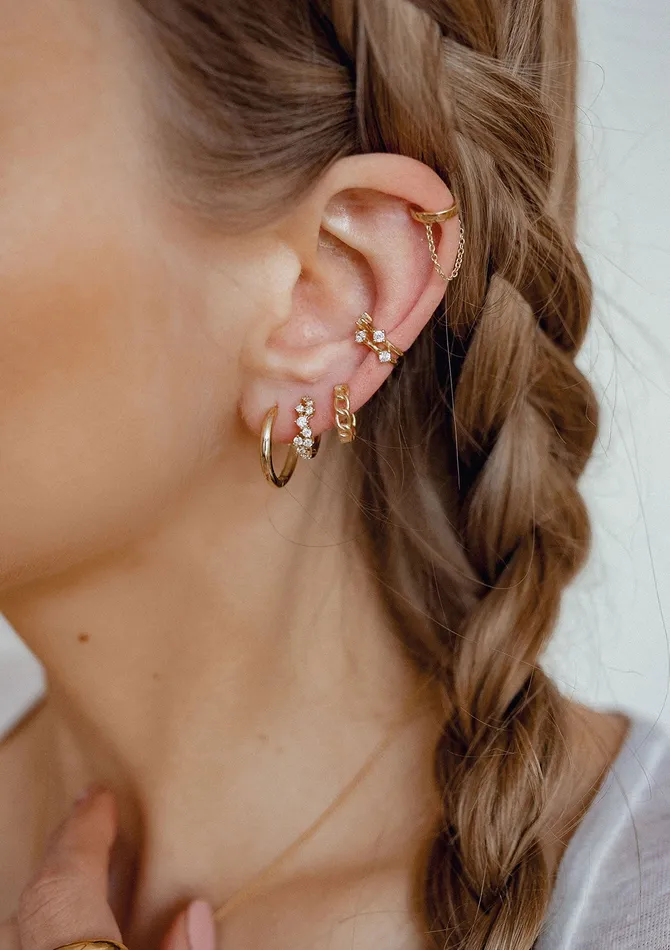 Earrings Hey Happiness Mid Plain Hoop Earrings Sterling Silver Gold