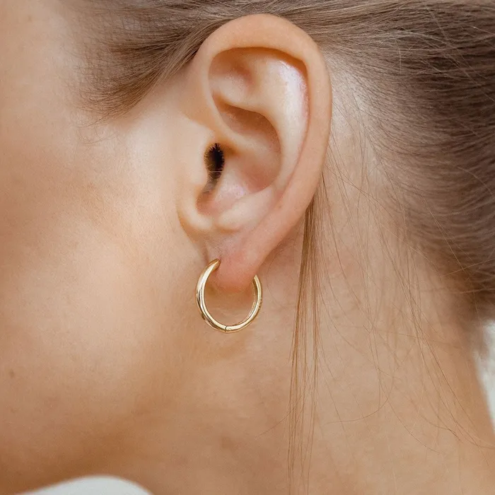 Earrings Hey Happiness Mid Plain Hoop Earrings Sterling Silver Gold