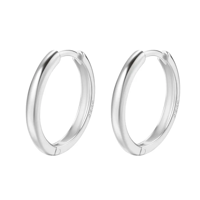 Earrings Hey Happiness Mid Plain Hoop Earrings Sterling Silver Gold
