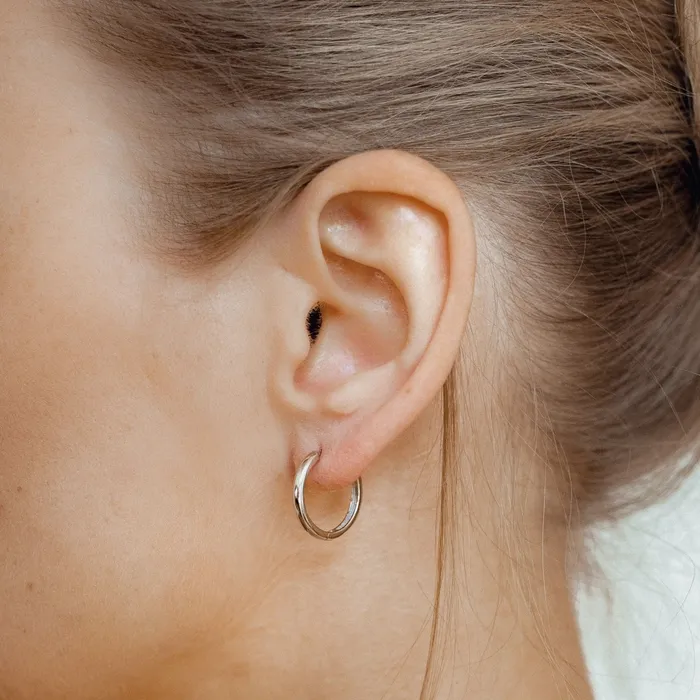 Earrings Hey Happiness Mid Plain Hoop Earrings Sterling Silver Gold