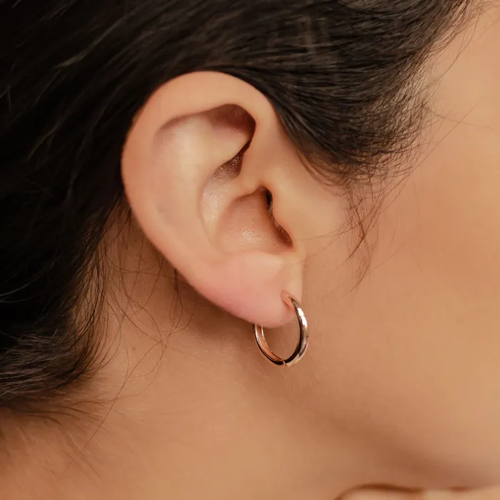 Earrings Hey Happiness Mid Plain Hoop Earrings Sterling Silver Gold