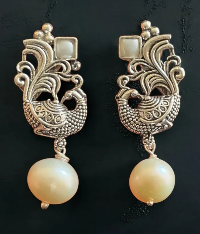 Earrings Silversmith The Anavila Silver Peacock Pearl Earrings