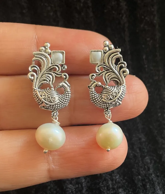 Earrings Silversmith The Anavila Silver Peacock Pearl Earrings