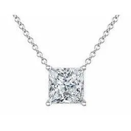 GB 1 Carat Princess Cut Solitaire Natural Earth Mined Diamond Necklace Pendant Necklaces GB 1 Carat Princess Cut Solitaire Natural Earth Mined Diamond Necklace Pendant Necklaces