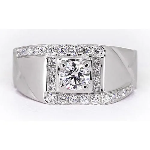 GB 2 Carats Round Natural Earth Mined Diamond Mens Anniversary Ring White Gold 14K Jewelry Rings GB 2 Carats Round Natural Earth Mined Diamond Mens Anniversary Ring White Gold 14K Jewelry Rings